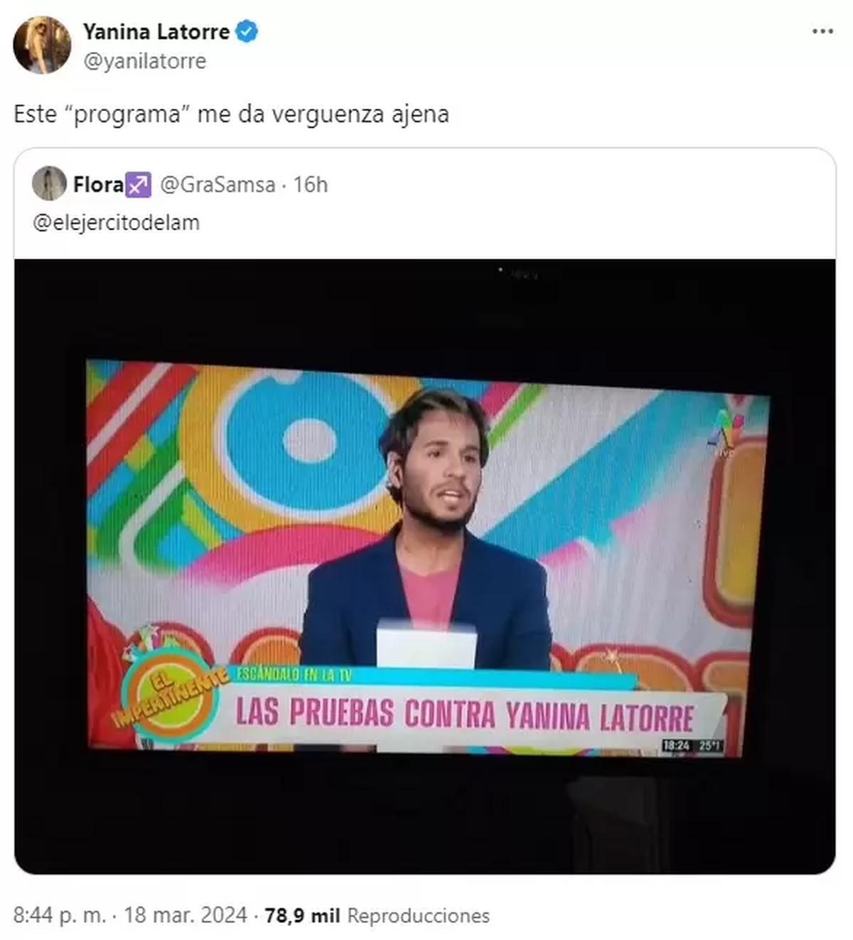 Yanina Latorre le contestó a Tomás Dente: "vergüenza ajena" Yanina Latorre le contestó a Tomás Dente: "vergüenza ajena"
