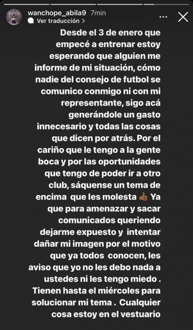 La historia de Instagram con la que Ram&oacute;n Wanchope &Aacute;bila "denunci&oacute;" al Consejo de f&uacute;tbol de Boca Juniors. &nbsp;
