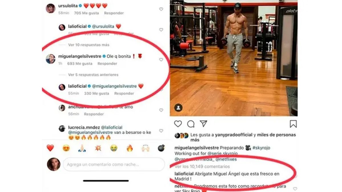 Interacción en Instagram entre Lali y Miguel Ángel Silvestre