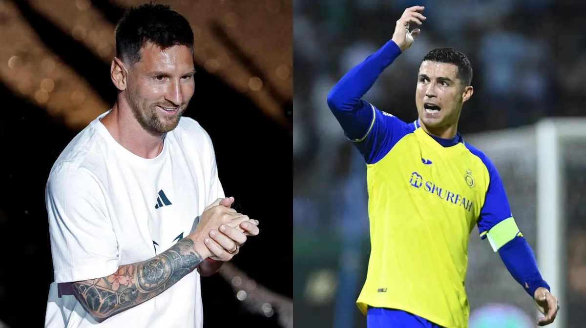 Cristiano Ronaldo y el palazo a Lionel Messi. Cristiano Ronaldo y el palazo a Lionel Messi.