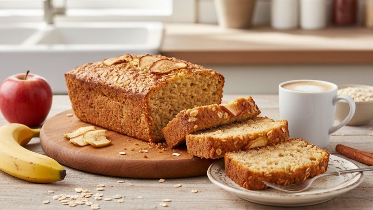 Budín de manzana y banana sin harina. Budín de manzana y banana sin harina.