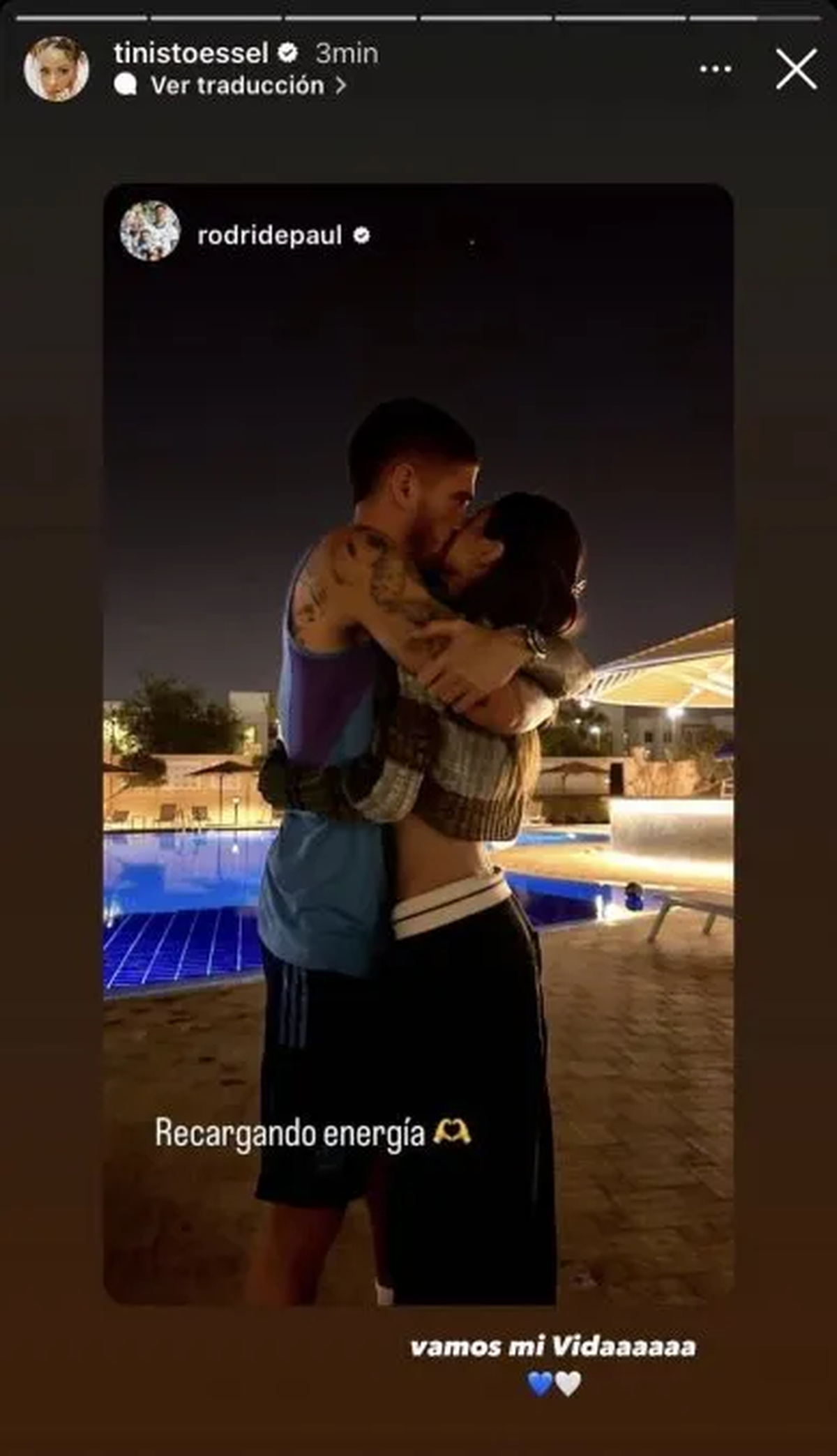 Tini Stoessel visitó a Rodrigo De Paul en la concentración y la foto derritió las redes.