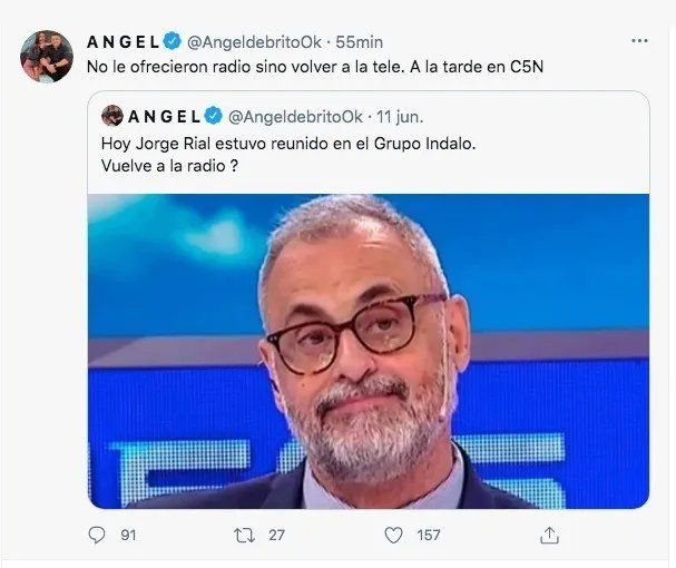 Ángel de Brito dio la primicia del nuevo trabajo de Jorge Rial.