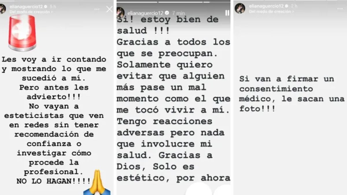 El comunicado de Eliana Guercio en Instagram. El comunicado de Eliana Guercio en Instagram.