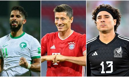 Saleh Al Shehri (Arabia Saudita), Robert Lewandoswki (Polonia) y Guillermo Ochoa (México). Saleh Al Shehri (Arabia Saudita), Robert Lewandoswki (Polonia) y Guillermo Ochoa (México).