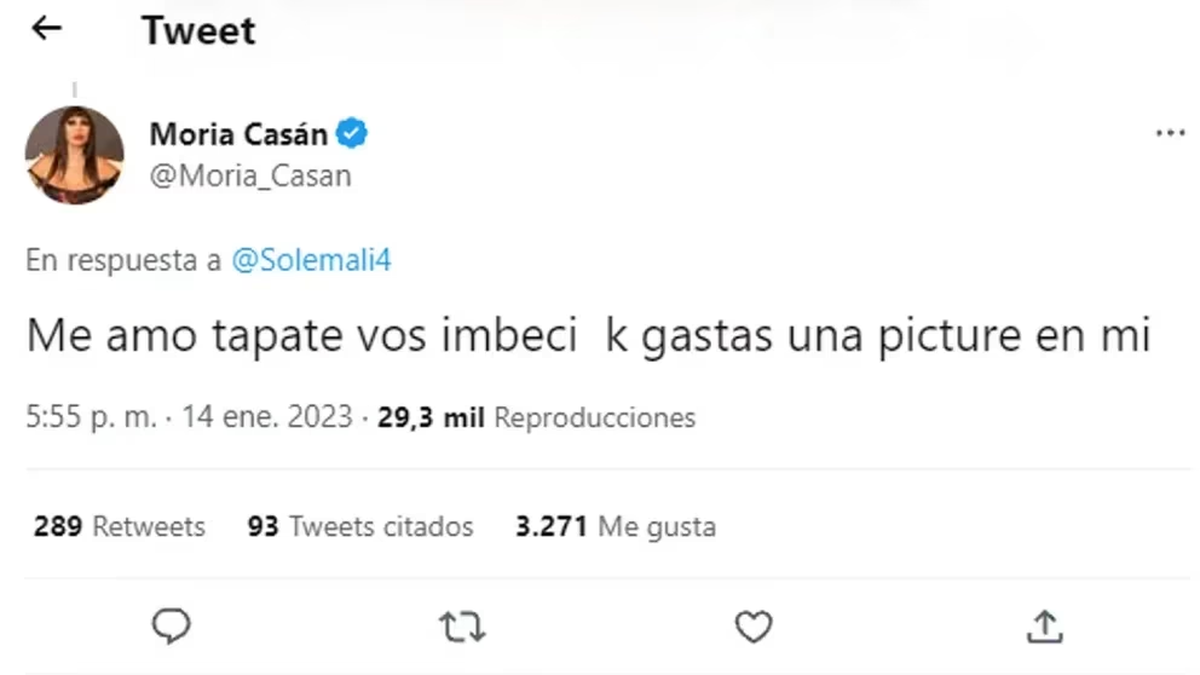 La respuesta de Moria Casán.