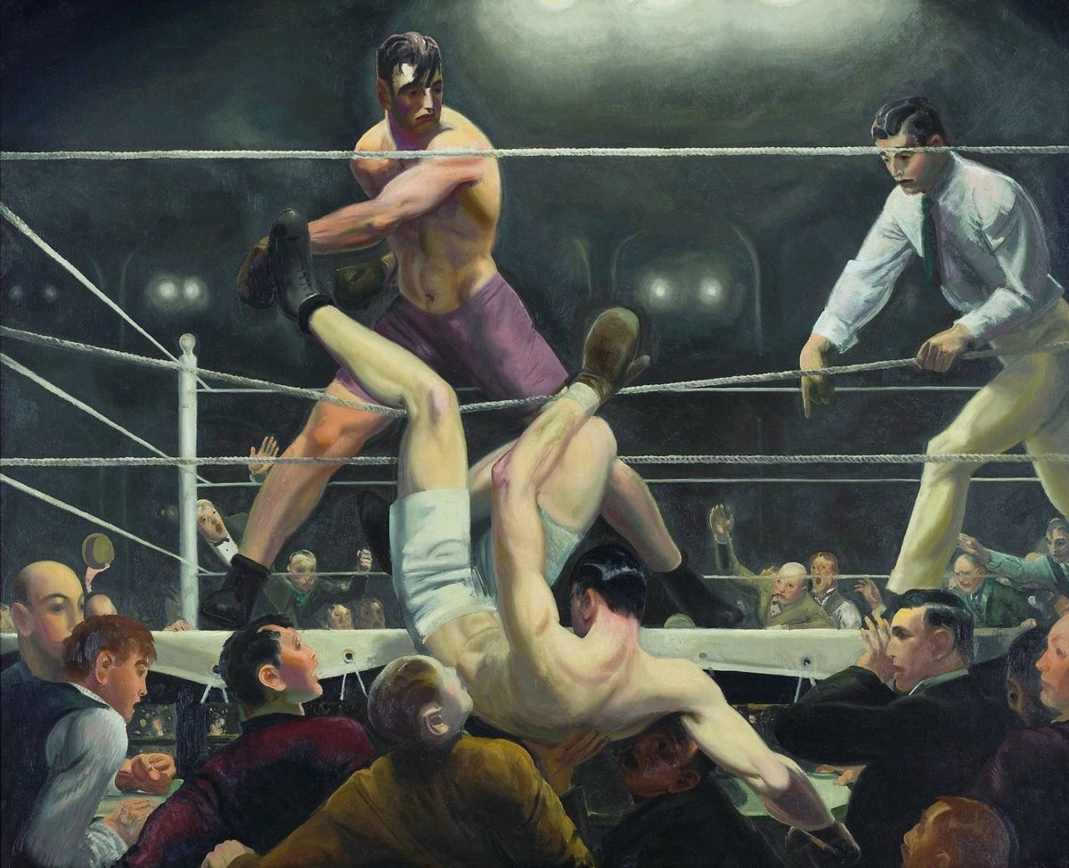 El inolvidable momento en que Firpo sacó del ring a Dempsey en el primer round fue inmortalizado en la obra realizada por el reconocido artista neoyorquino George Wesley Bellows, el más aclamado de su generación, pintada al óleo entre 1923 y 1924, y que se exhibe en el Whitney Museum of American Art de Manhattan. El inolvidable momento en que Firpo sacó del ring a Dempsey en el primer round fue inmortalizado en la obra realizada por el reconocido artista neoyorquino George Wesley Bellows, el más aclamado de su generación, pintada al óleo entre 1923 y 1924, y que se exhibe en el Whitney Museum of American Art de Manhattan.