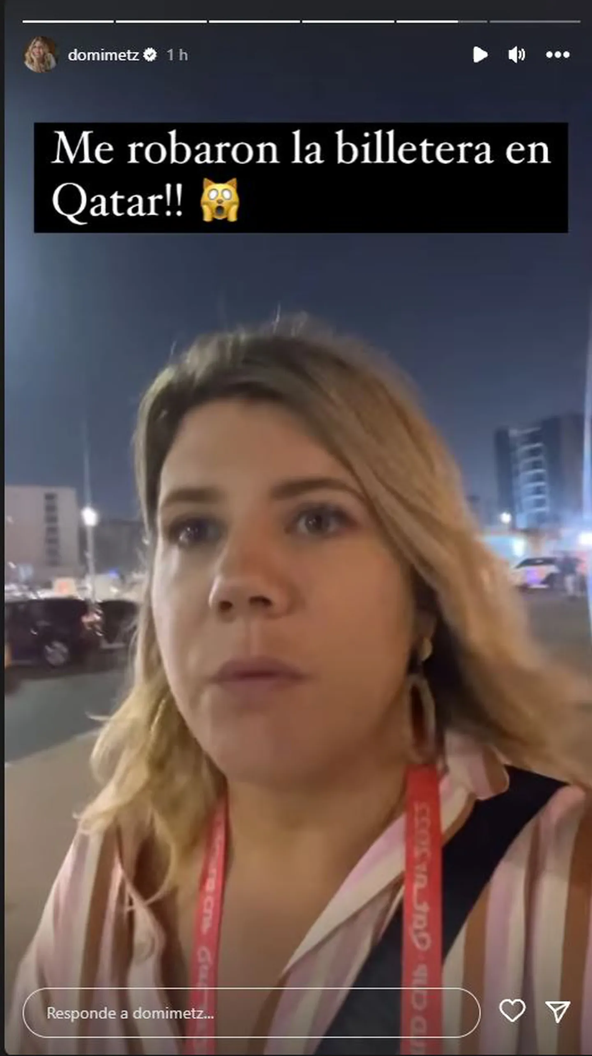 Le robaron a Dominique Metzger mientras salía en vivo desde Qatar.