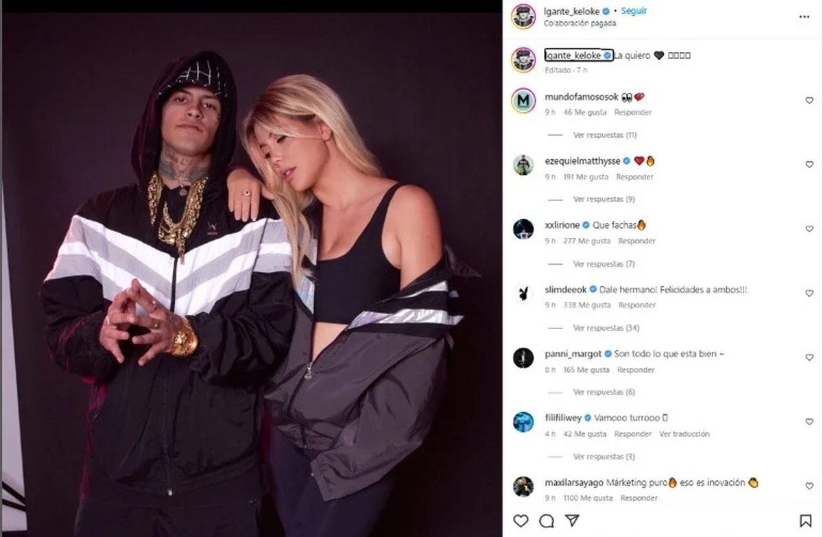 L-Gante Publicó Una Foto Con Wanda Nara Junto A Un Particular Mensaje ...