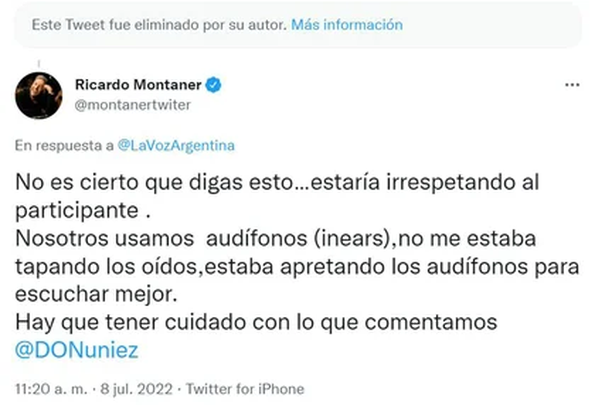 El tweet de Ricardo Montaner.