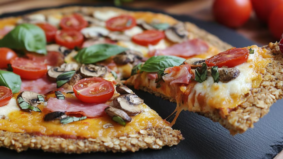 Pizza de avena en sartén.