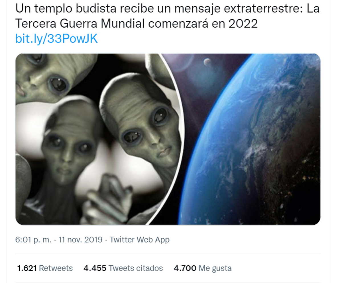 Los extraterrestres advirtieron que la Tercera Guerra Mundial comenzar&iacute;a en 2022