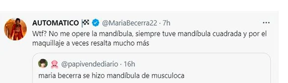 Contundente, reaccionó María negando haberse hecho esa cirugía estética.