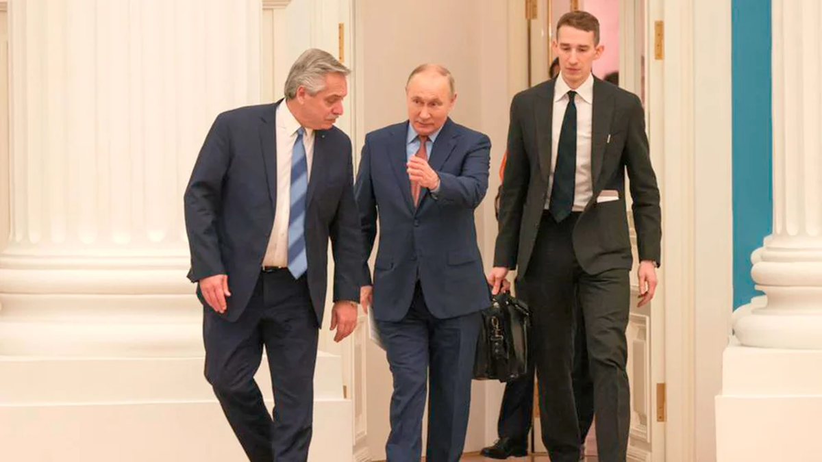 Alberto Fernández y Vladimir Putin en el Kremlin.