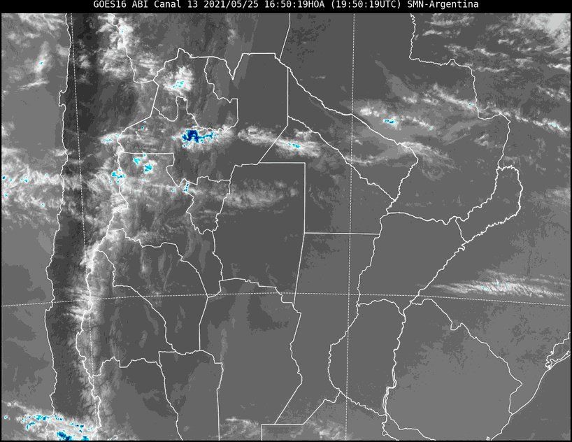Imagen satelital del tiempo a las 16.50 del martes.
