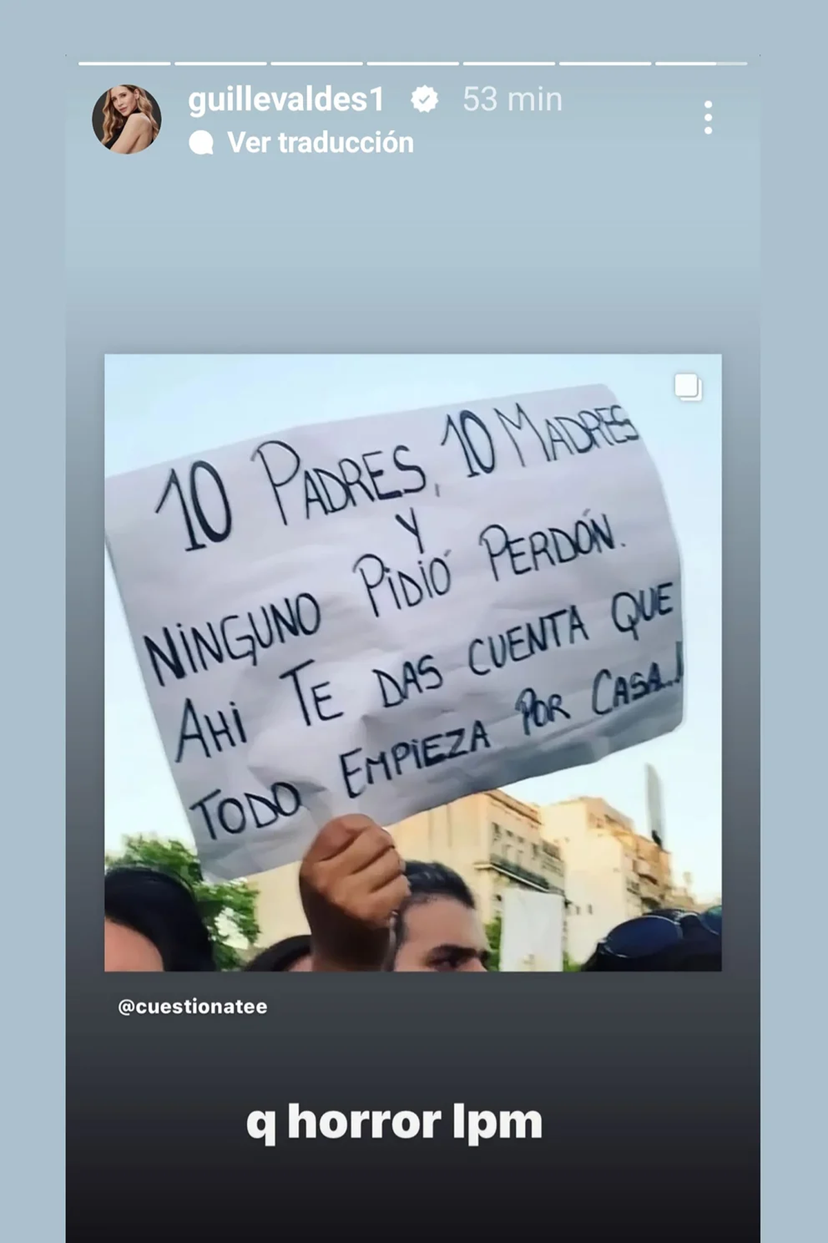 El mensaje que decidió publicar Guillermina Valdés como pedido de justicia por Fernando.