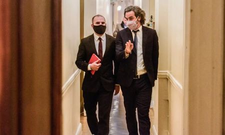 El ministro de Economía, Martín Guzmán, junto al jefe de Gabinete de Ministros de la Nación, Santiago Cafiero. El ministro de Economía, Martín Guzmán, junto al jefe de Gabinete de Ministros de la Nación, Santiago Cafiero.