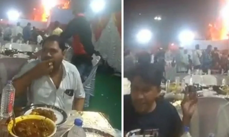 Video: se produjo un incendio en un casamiento pero los invitados no dejaron de comer Video: se produjo un incendio en un casamiento pero los invitados no dejaron de comer