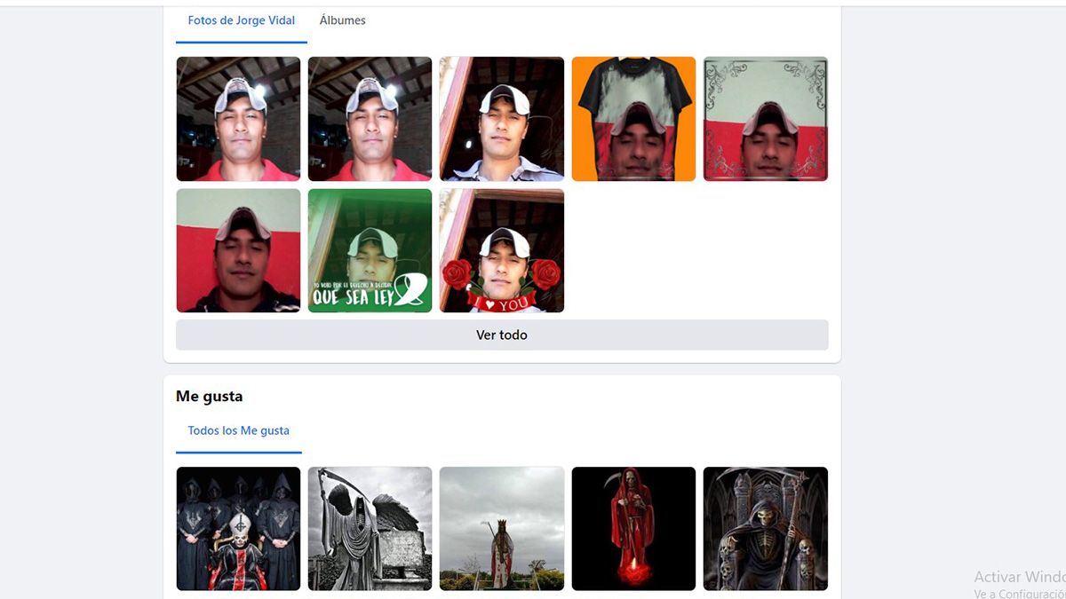 En su perfil de Facebook, Vidal Fecha es un fiel devoto a San La Muerte. Tiene solamente 11