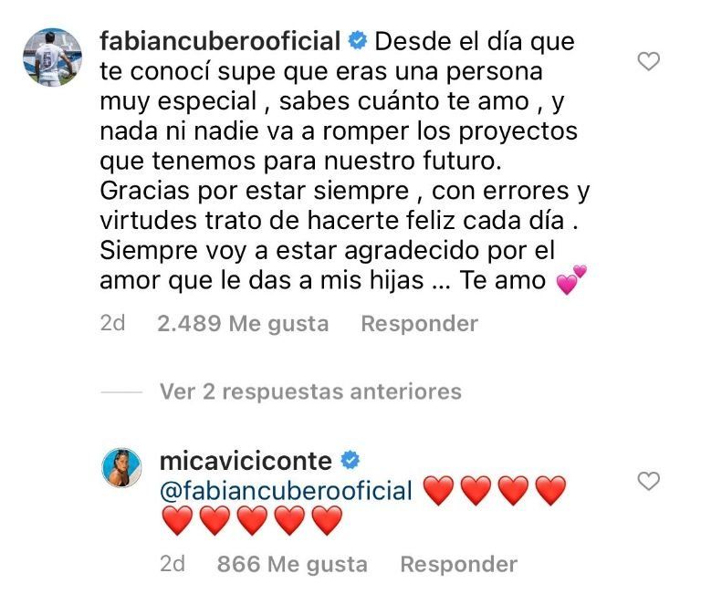 Fabián Cubero defendió a Mica Viciconte tras los dichos de Nicole. 