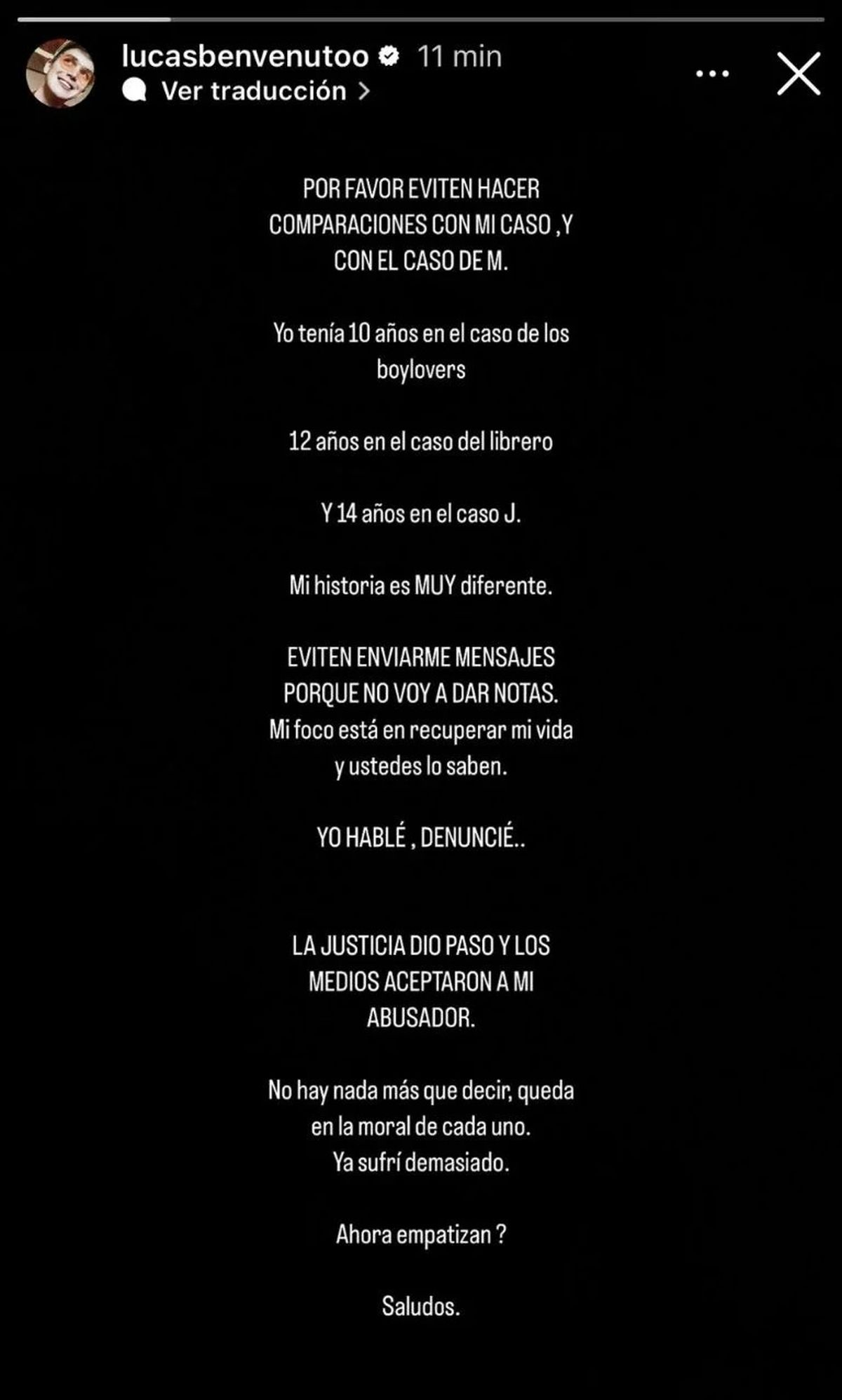 Lucas Benvenuto sobre de la denuncia a Jey Mammon. Lucas Benvenuto sobre de la denuncia a Jey Mammon.