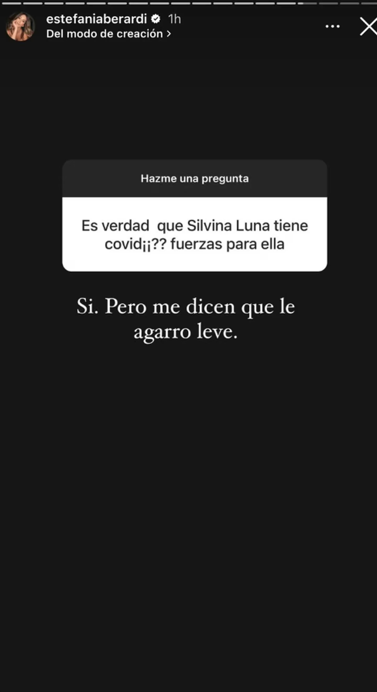 Estefanía Berardi dio nuevos detalles de la salud de Silvina Luna. Estefanía Berardi dio nuevos detalles de la salud de Silvina Luna.
