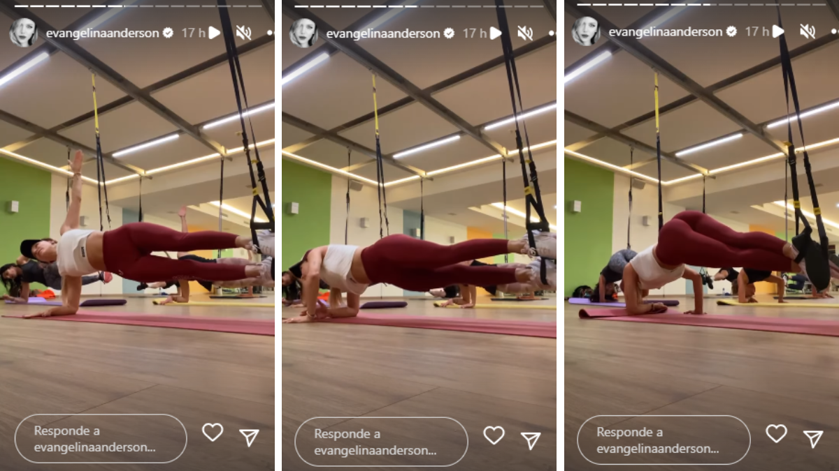 Evangelina Anderson mostró los ejercicios que hacía en Alemania.