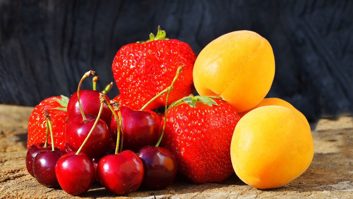 La frutilla, cereza, durazno, damasco y níspero son frutas de temporada. La frutilla, cereza, durazno, damasco y níspero son frutas de temporada.