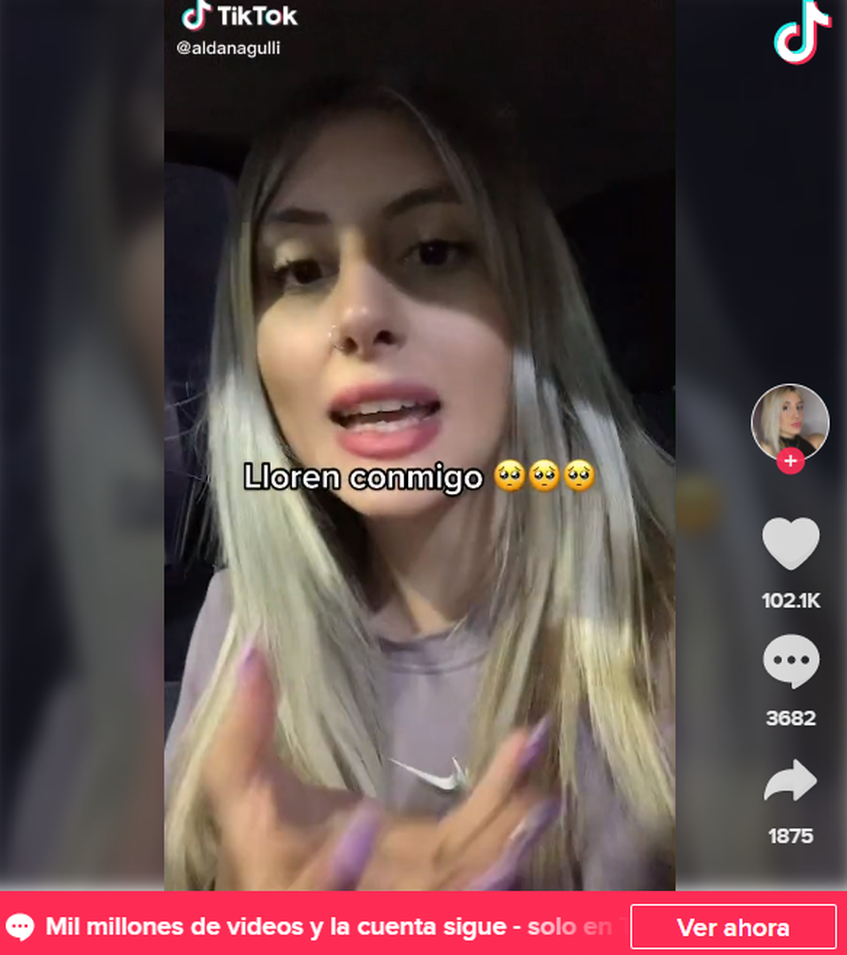 La usuaria @aldanagulli publicó en su cuenta de TikTok un video que se hizo viral
