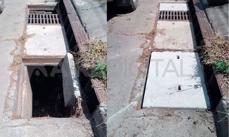 Así quedó reparada la alcantarilla de la parada de colectivos de Junín y Roque Sáenz Peña. Así quedó reparada la alcantarilla de la parada de colectivos de Junín y Roque Sáenz Peña.