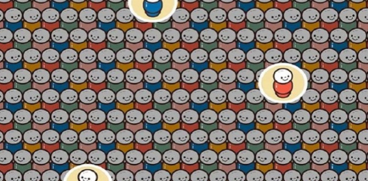 La solución al test visual: una figura tiene otro gesto mientras que las otras dos miran en otra dirección. La solución al test visual: una figura tiene otro gesto mientras que las otras dos miran en otra dirección.