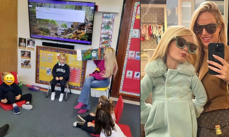 Luciana Salazar visitó el colegio de su hija y enseñó español. Luciana Salazar visitó el colegio de su hija y enseñó español.