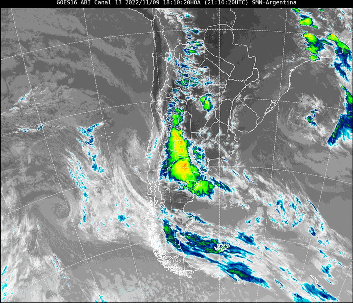 En la imagen satelital se observa nubosidad asociada a inestabilidad ingresando a nuestra provincia por el centro/oeste.