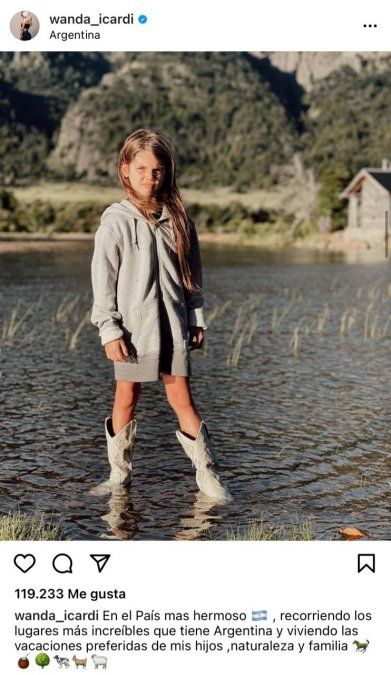 Francesca Icardi en sus vacaciones por Argentina.