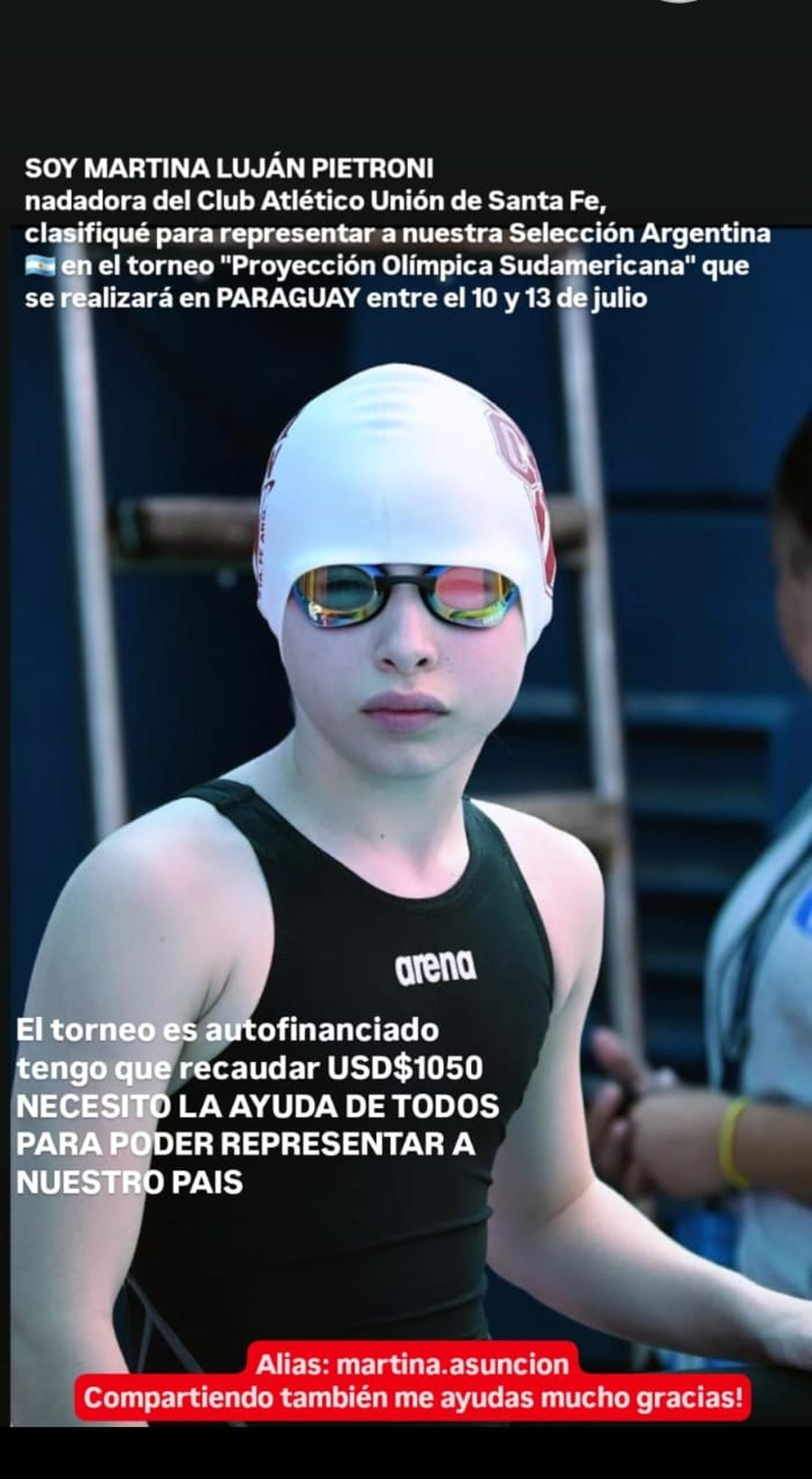 Martina Pietroni nadadora del club Unión.