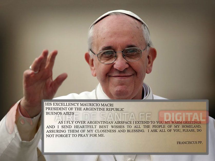 El mensaje de Francisco al sobrevolar Argentina