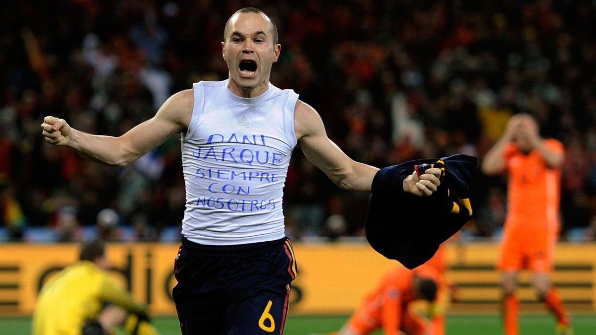 Andrés Iniesta festejó el gol agónico ante Países Bajos que le dio a España su primera Copa del Mundo. Andrés Iniesta festejó el gol agónico ante Países Bajos que le dio a España su primera Copa del Mundo.