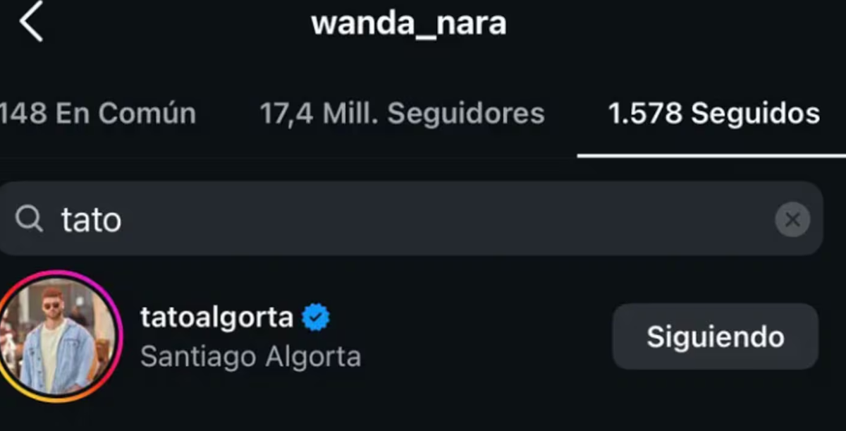 Wanda Nara comenzó a seguir a Santiago Algorta de Gran Hermano. Wanda Nara comenzó a seguir a Santiago Algorta de Gran Hermano.