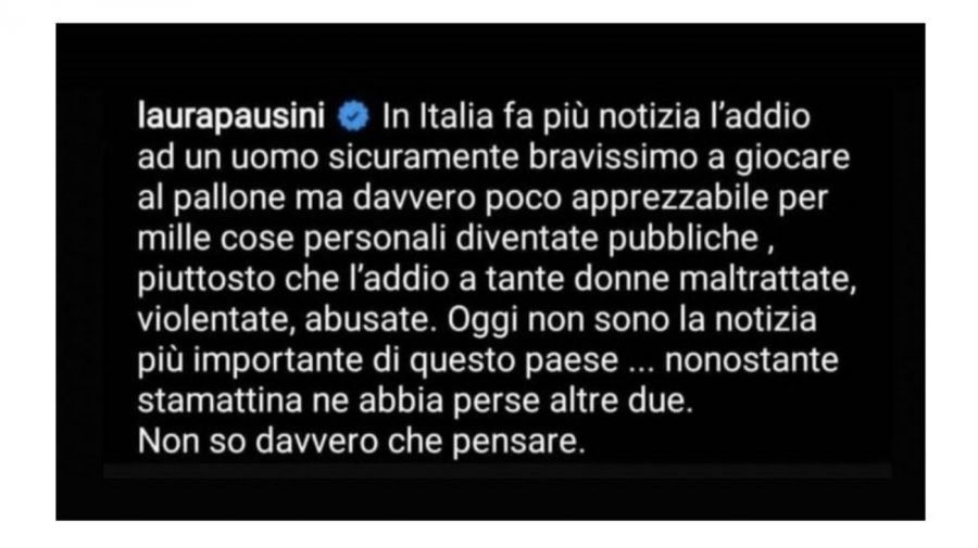 El mensaje de Laura Pausini en su Instagram.
