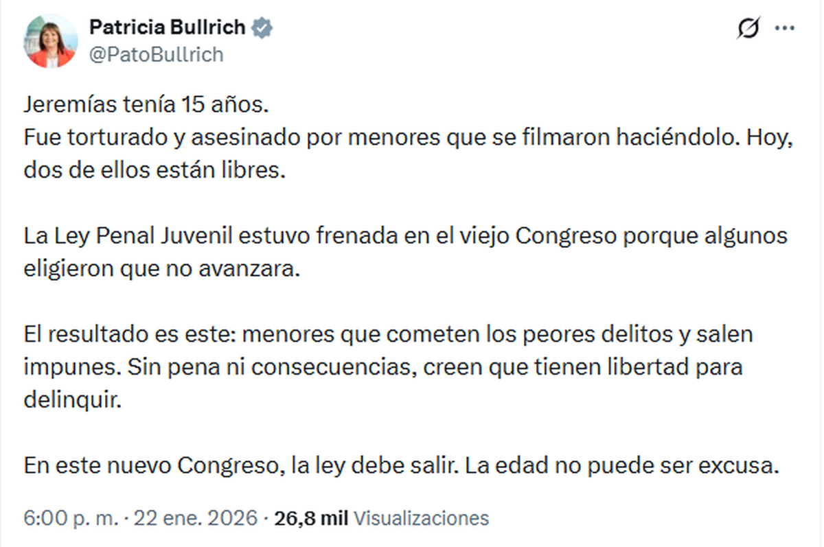 El caso de Jeremías Monzón, el adolescente brutalmente asesinado por otros tres jóvenes en la ciudad de Santa Fe, comenzó a tomar estado nacional y ser tomado como objeto de análisis de algunos dirigentes políticos.