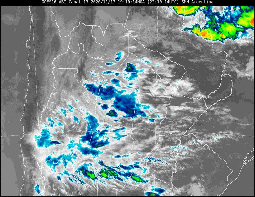 En la imagen satelital se observa abundante nubosidad asociada a la inestabilidad que afecta el norte del país.
