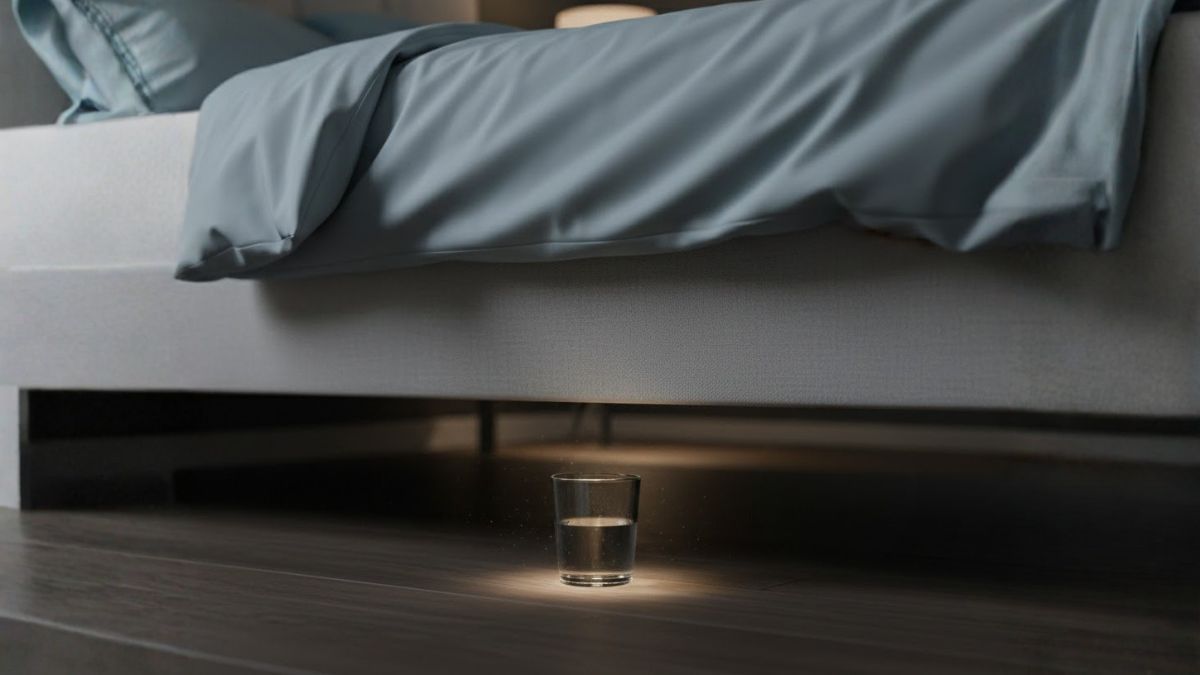 Para qué sirve poner un vaso con agua debajo de la cama.