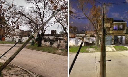 Poste de telefonía inclinado en barrio Ciudadela: vecinos denuncian que hace seis días esperan una solución. Poste de telefonía inclinado en barrio Ciudadela: vecinos denuncian que hace seis días esperan una solución.