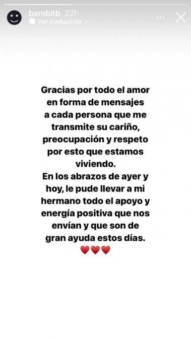 Bambi, el hermano de Chano, lo visitó en la clínica.