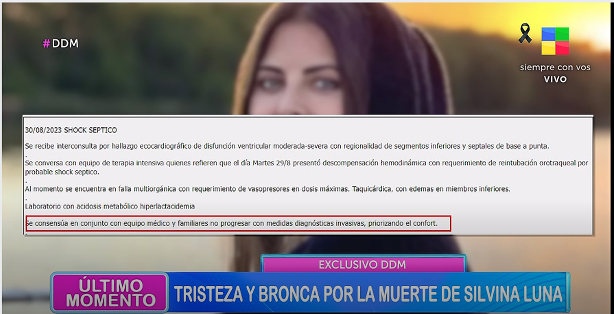 El último parte médico de Silvina Luna. El último parte médico de Silvina Luna.