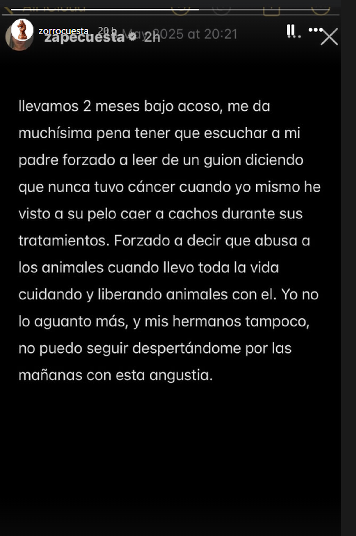El hijo de Frank Cuesta denuncia acoso. El hijo de Frank Cuesta denuncia acoso.