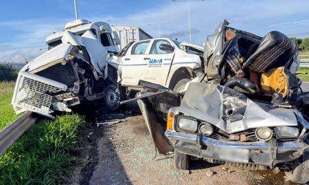 La imagen del impactante accidente en la Autopista Rosario - Santa Fe. La imagen del impactante accidente en la Autopista Rosario - Santa Fe.