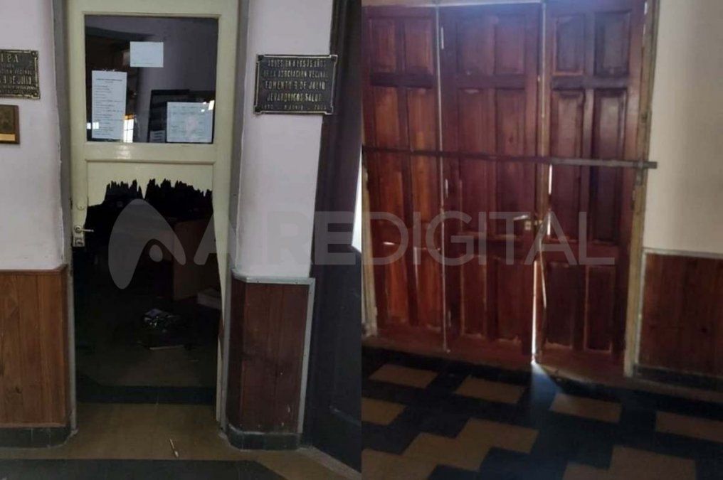 La presidente de la vecinal Fomento 9 de Julio de la ciudad de Santa Fe indicó que los ladrones rompieron una puerta con valor histórico.