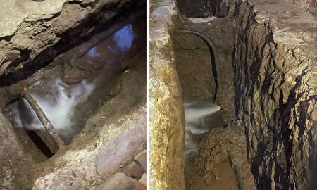 Así se ve la pérdida de agua en el monoblock 3 de barrio Las Flores II. Así se ve la pérdida de agua en el monoblock 3 de barrio Las Flores II.