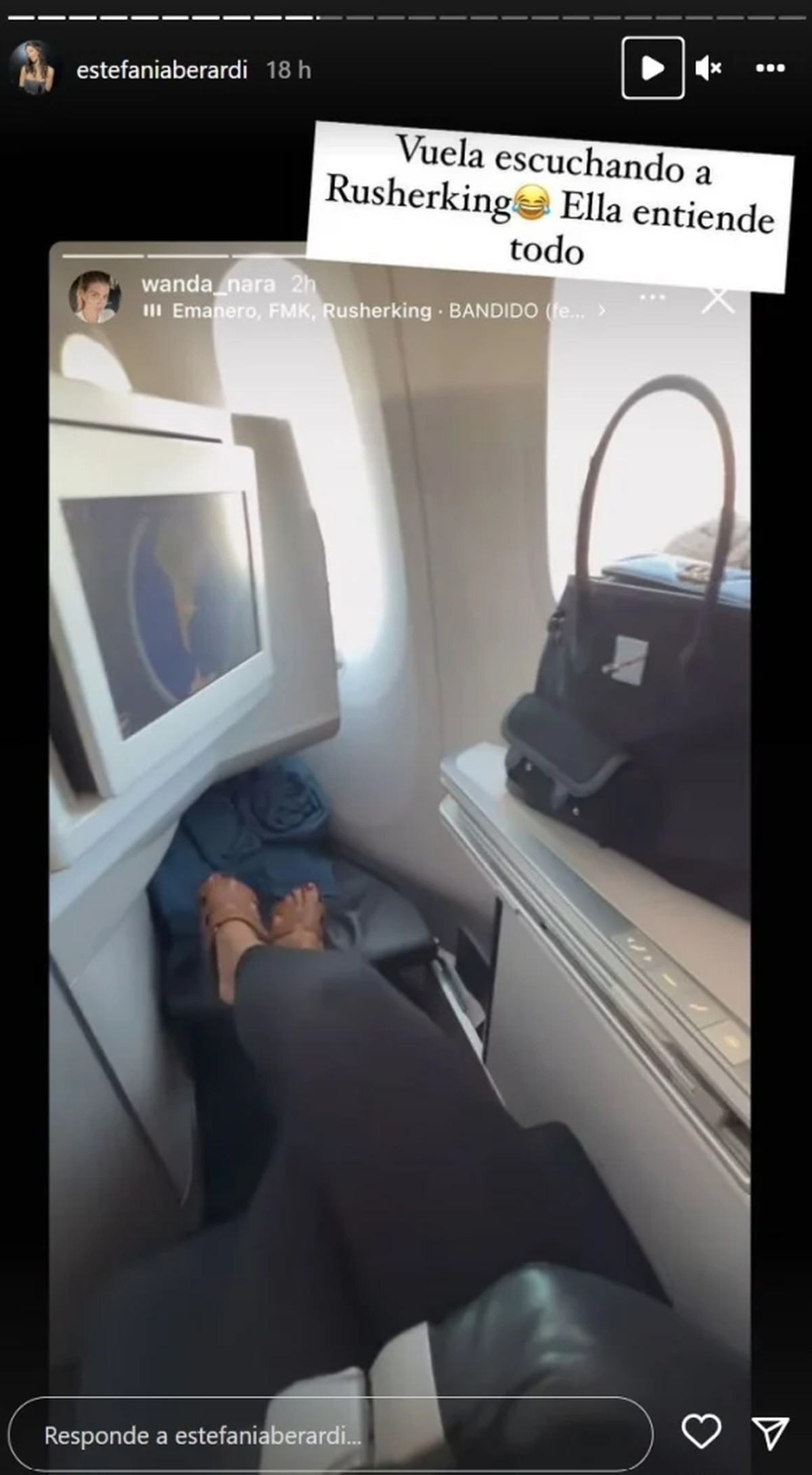 Wanda Nara subió esa foto a sus redes escuchando Rusherking.